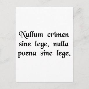 Inget brott och inget straff utan lag. vykort