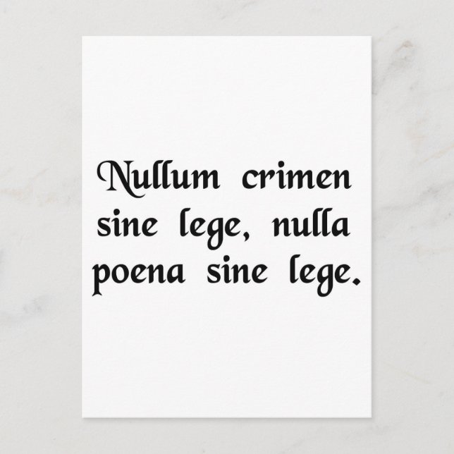 Inget brott och inget straff utan lag. vykort (Framsida)