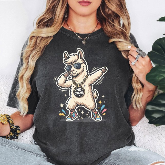 Inget Drama Dabbing Lama Coola Solglasögon Present T Shirt (Skapare uppladdad)
