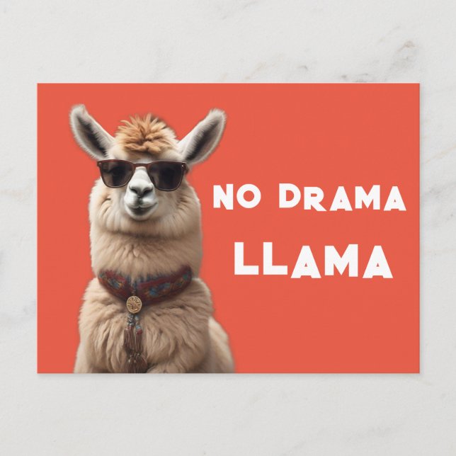Inget Drama Lama Cool Alpaca Solglasögon Orange Vykort (Framsida)