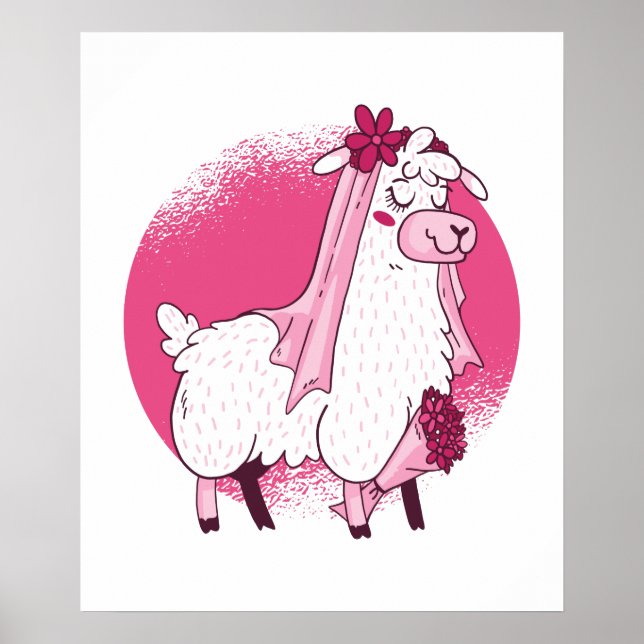 Inget Drama LLama BRUD Roligt Bröllop Brudtrollop Poster (Framsidan)