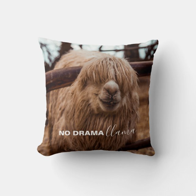 Inget Drama Llama-Fånig Alpaca Photo Kudde (Framsida)