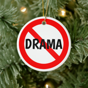 INGET DRAMA-tecken i Red, White and Black jul Julgransprydnad Keramik