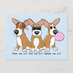 Inget Evil Corgi Trio-vykort Vykort