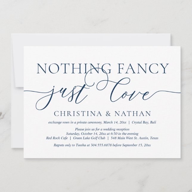 Inget fancy, bara kärlek, bröllopsfest för de nära inbjudningar (Framsida)