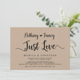 Inget fancy, bara kärlek, Brun Kraft Elopement Inbjudningar