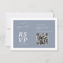Inget fancy bara kärlek Dusty Blue QR-kod RSVP 