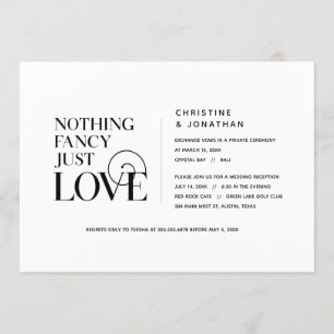 Inget fancy, bara kärlek, elegant svart, Elopement Inbjudningar