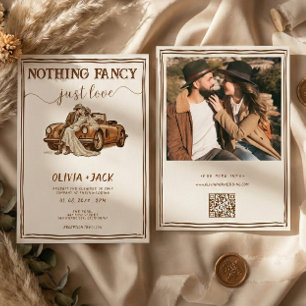 Inget fancy bara kärlek Foto QR-kod Bröllop   Inbjudningar