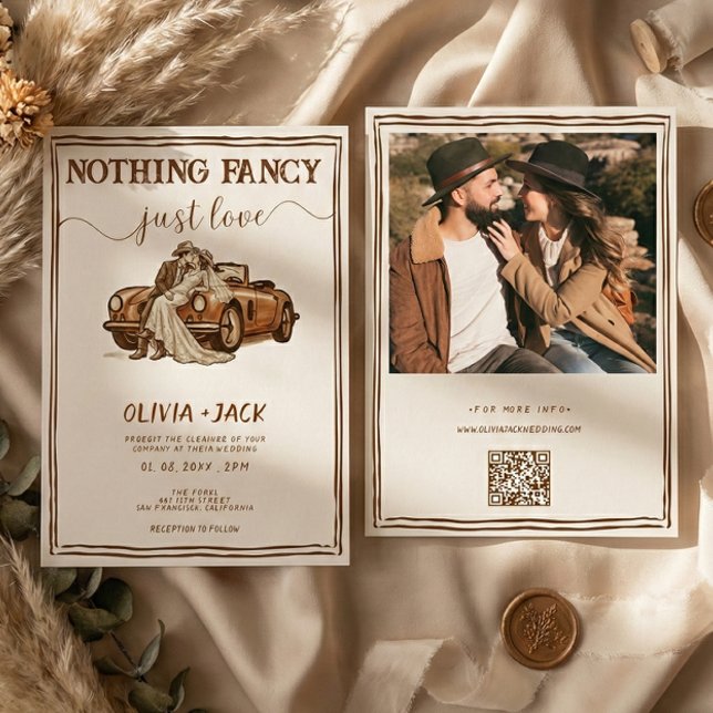 Inget fancy bara kärlek Foto QR-kod Bröllop   Inbjudningar (Skapare uppladdad)