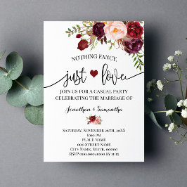 Inget fancy bara kärlek Marsala Elopement Inbjudan