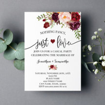 Inget fancy bara kärlek Marsala Elopement Inbjudan