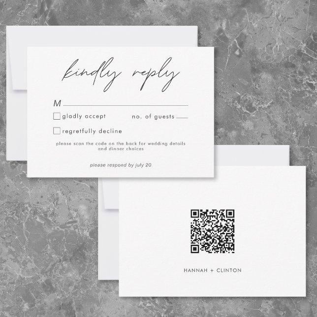Inget fancy bara kärlek minimalistisk bröllops QR- OSA Kort (Nothing Fancy Just Love Minimalist Wedding QR Code RSVP Card)