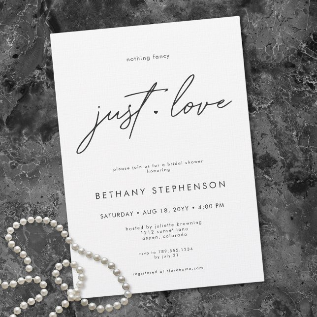 Inget fancy bara kärlek Minimalistisk bröllopsdusc Inbjudningar (Nothing Fancy Just Love Minimalist Bridal Shower Invitation)