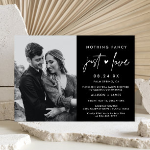 Inget fancy bara kärlek Modern Elopement Foto Inbjudningar