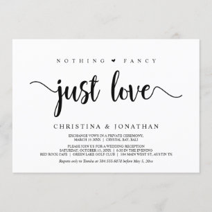 Inget fancy, bara kärlek, Modern rustic, Elopement Inbjudningar