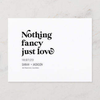 Inget fancy bara kärlek, Modern save the date Anno Meddelande Vykort