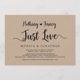 Inget fancy, bara kärlek, Rustik kraft, Elopement Inbjudningar