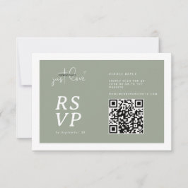 Inget fancy bara kärlek Sage Green QR-kod RSVP  OSA Kort