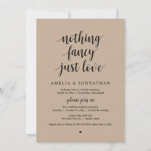 Inget fancy bara kärlek, Svart, Elopement-firande Inbjudningar