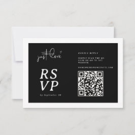 Inget fancy bara kärlek Svart Vitt QR-kod RSVP OSA Kort