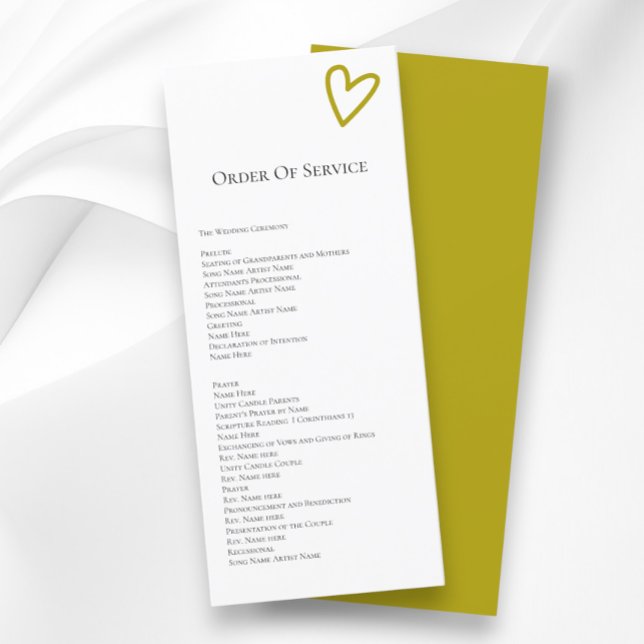 Inget färgprogram för servicebeställning i Finare Inbjudningar (Nothing Fancy Order of Service Colorful Programs from Ricaso. Retro wedding colors, others available)