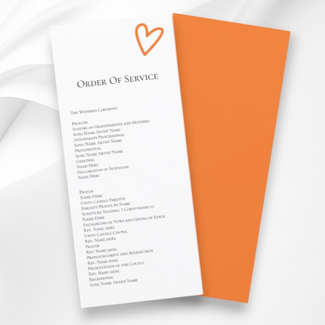 Inget färgprogram för servicebeställning i Finare Inbjudningar (Nothing Fancy Order of Service Colorful Programs from Ricaso. Retro wedding colors, others available)