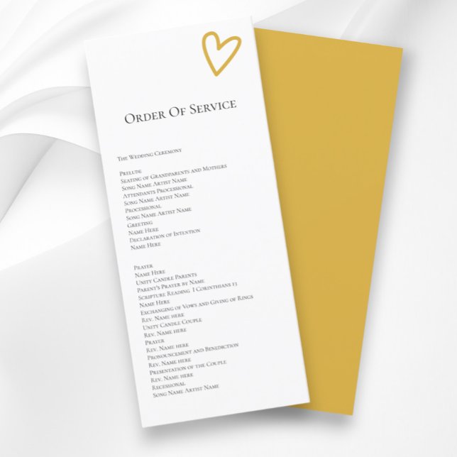 Inget färgprogram för servicebeställning i Finare Inbjudningar (Nothing Fancy Order of Service Colorful Programs from Ricaso. Retro wedding colors, others available)