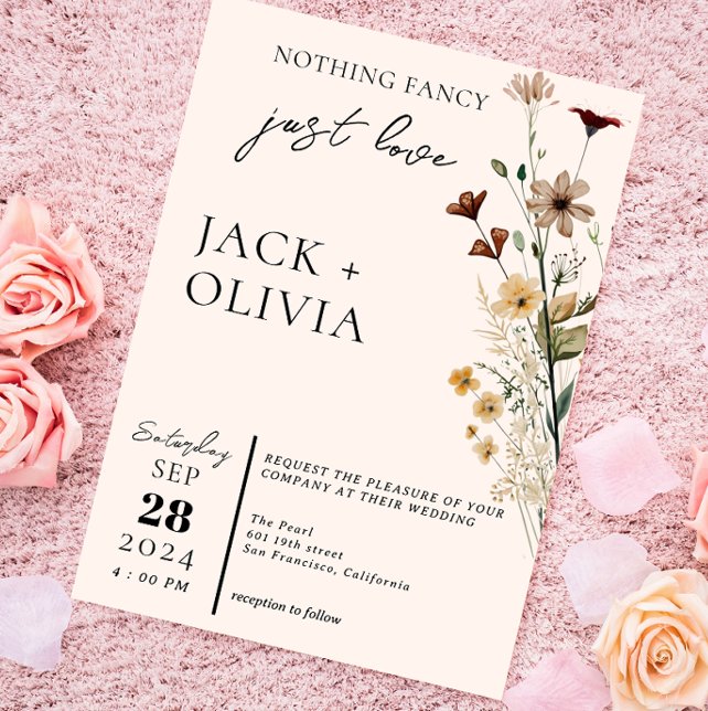 Inget Finare Bara Kärlek Den moderna söta blomman  Inbjudningar (Skapare uppladdad)