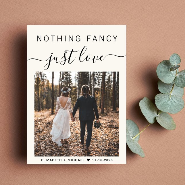 Inget Finare-fotobröllopsmottagning just Kärlek Inbjudningar (A stylish casual reception invitation to celebrate your elopement or private wedding )