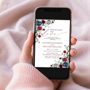 Inget Finare just Kärlek Blue Burgundy Inbjudningar