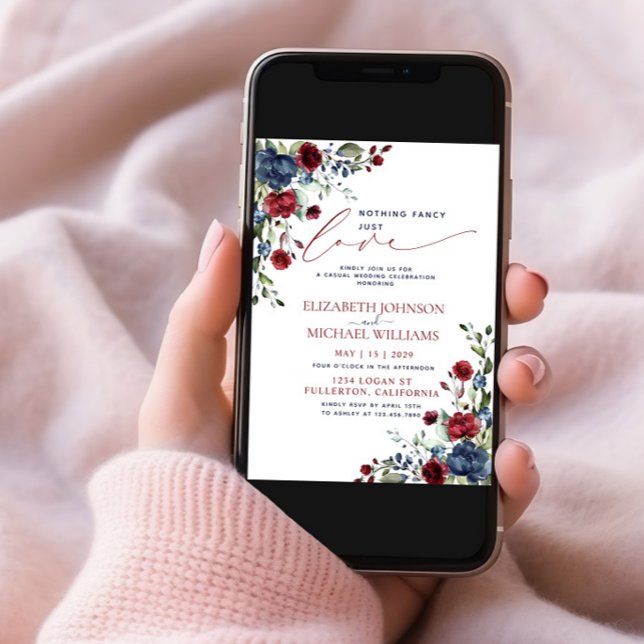 Inget Finare just Kärlek Blue Burgundy Inbjudningar (Skapare uppladdad)