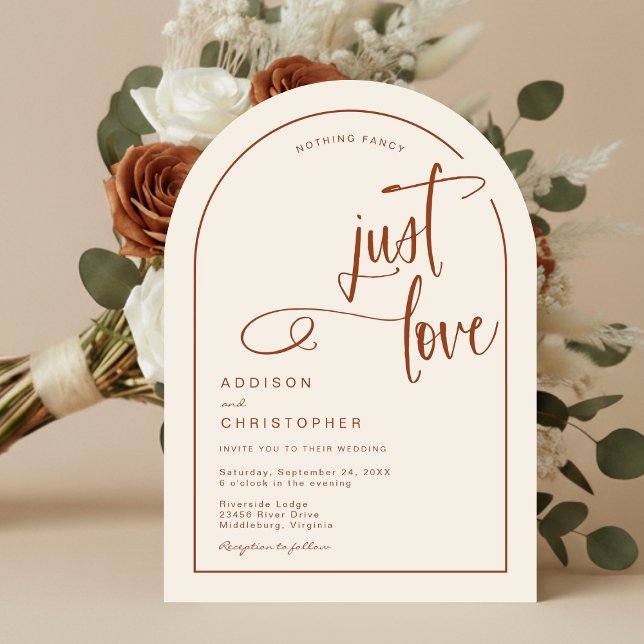 Inget Finare just Kärlek Handskript Bröllop Inbjudningar (Shown on a 5" x 7" invitation with Arch Corner Style)