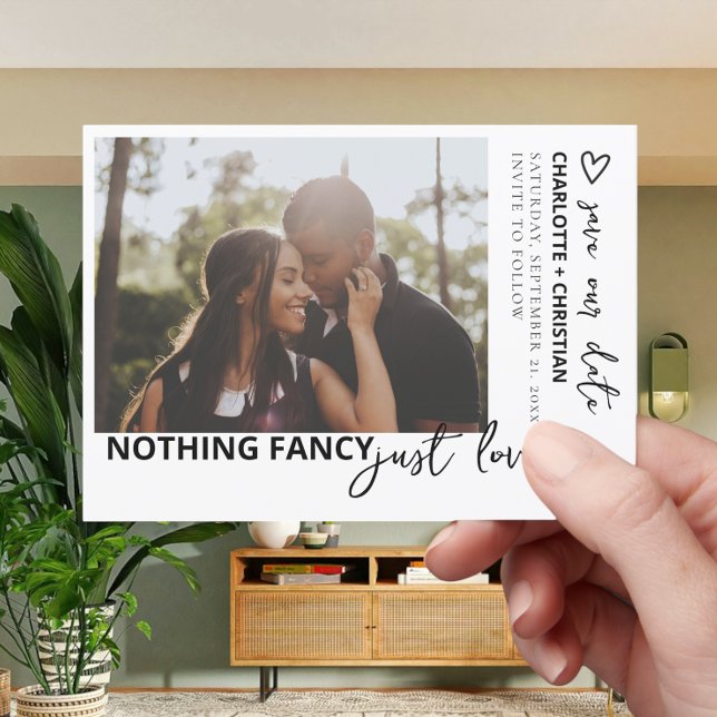 Inget Finare Just Kärlek-minimalistiskt Spara Datumet (Nothing Fancy Just Love Minimalist Save The Date from Ricaso. Add own photo & details to modern card)