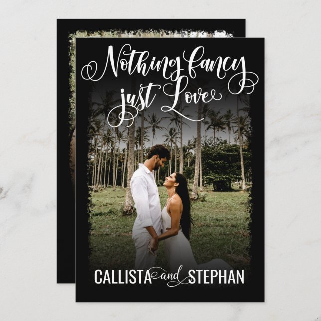 Inget Finare Just Kärlek White Black Photo Bröllop Inbjudningar (Fram/baksida)