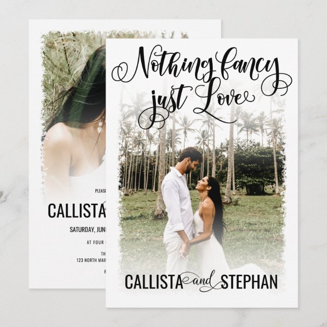 Inget Finare Just Kärlek White Black Photo Bröllop Inbjudningar (Fram/baksida)