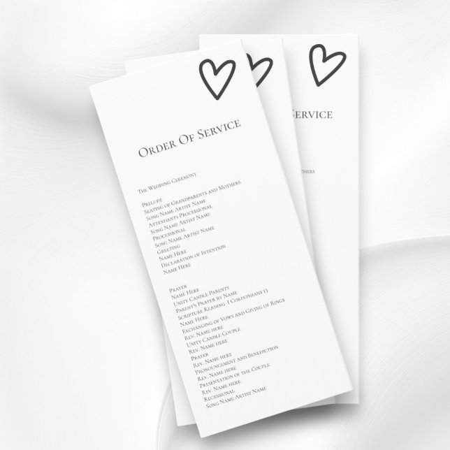 Inget Finare-serviceorder Bröllop-kort Inbjudningar (Nothing Fancy Order of Service Wedding Cards from Ricaso. easy add your own details)