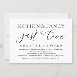 Inget fint, bara kärlek, bröllop Elopement-fest Inbjudningar