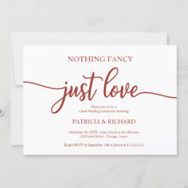 Inget fint bara kärlek Casual Wedding Terracotta Inbjudningar