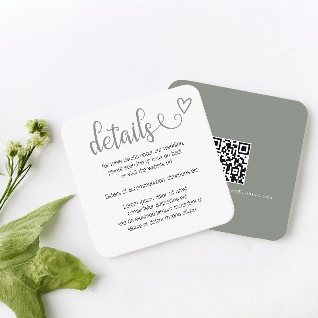 Inget fint bara kärlek Enkel QR-kod Tilläggskort (Nothing Fancy Just Love Simple QR Code Enclosure Cards from Ricaso. Add your wedding website url)