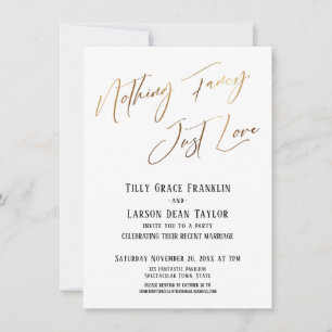 Inget fint, bara kärlek Guld Elegant typografi Inbjudningar