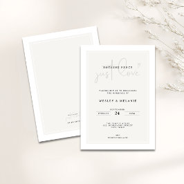Inget fint bara kärlek Minimal Elegant Bröllop Inbjudningar