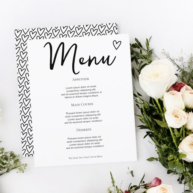 Inget fint bara kärlek Personlig bröllopsmeny (Nothing Fancy Just Love Personalized Wedding Menus from Ricaso. Add your own text details)