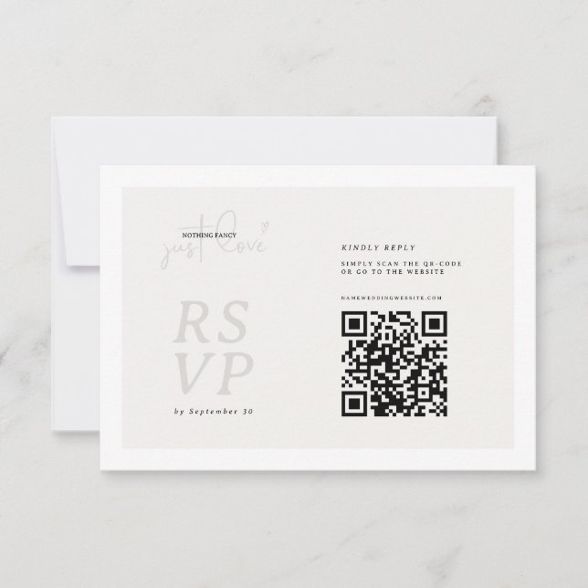 Inget fint bara kärlek QR-kod RSVP-kort OSA Kort (Framsida)
