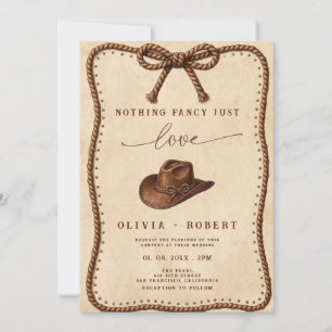 Inget fint bara kärlek Rustic Cowboy Rep bröllop Inbjudningar