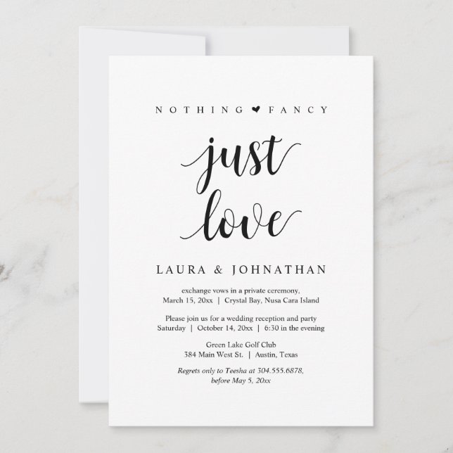 Inget fint bara kärlek, Svart, Elopement-fest i Inbjudningar (Framsida)
