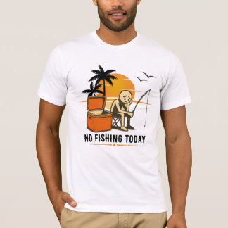 Inget fiske i dag Ledsen Stickman Fishing Älskare T Shirt