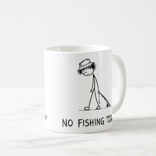 Inget fiske idag Rolig Sorglig Stickfigur Fiskare Kaffemugg