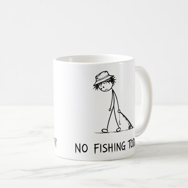 Inget fiske idag Rolig Sorglig Stickfigur Fiskare Kaffemugg (Framsida höger)
