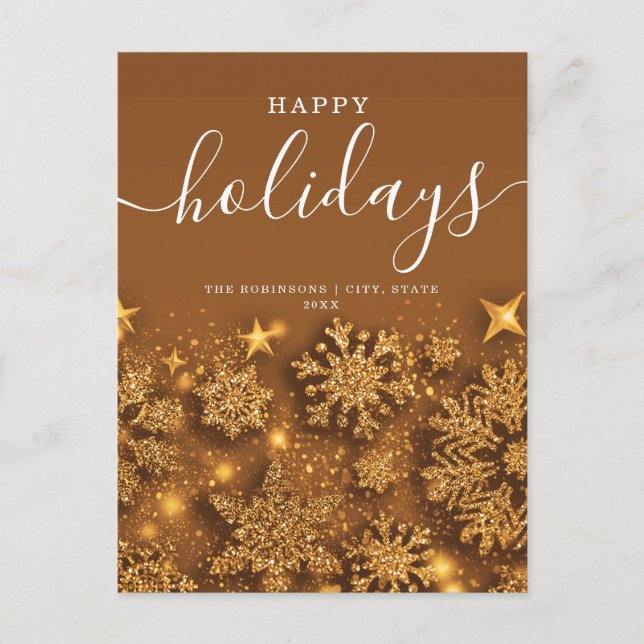 Inget foto Lycklig Helgdag jul jul Glitter Snö Gul Helg Vykort (Framsida)